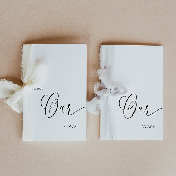 Our Vows Wedding Vow Books Template, Wedding Vows Cards, Minimalist Wedding Vow Book Template, INSTANT DOWNLOAD