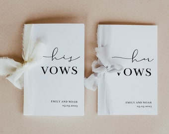 Elegant Wedding Vows Cards Template, Set of 2, Minimalist Wedding Vow Book Template, His and Her Vows, INSTANT DOWNLOAD