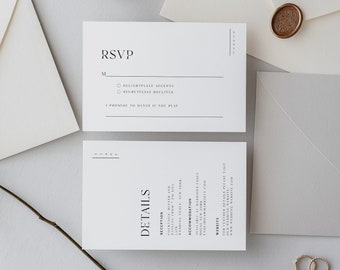 Printable Wedding Details Card + RSVP Card Template, INSTANT DOWNLOAD, #Celine