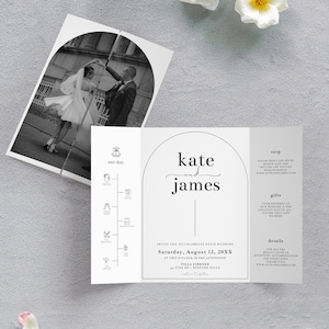 Hochzeitseinladung, Bogen Hochzeitseinladung, Canva Vorlage, SOFORTIGER DOWNLOAD