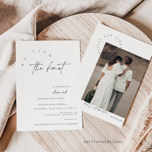 Elopement Announcement Template, We Tied the Knot, Photo Wedding Reception, Instant Download