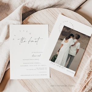 Elopement Announcement Template, We Tied the Knot, Photo Wedding Reception, Instant Download