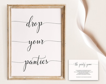 Minimalist Panty Game Sign and Card, Bachelorette Party (Instant Download)