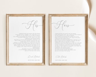 Wedding Vows First Anniversary Gift Template, His and Her Vows, Wedding Vows Wall Art Printable, INSTANT DOWNLOAD