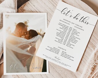 Wedding Day Timeline Template, Modern Itinerary (INSTANT DOWNLOAD)