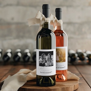 Plantilla de etiqueta de vino de propuesta de dama de honor de foto, etiqueta de dama de honor y dama de honor, etiqueta de vino de dama de honor personalizada, DESCARGA INSTANTÁNEA