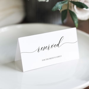 Wedding Reserved Sign Template, Tented Reserved Sign Wedding, Minimalist Wedding Reserved Signs, INSTANT DOWNLOAD
