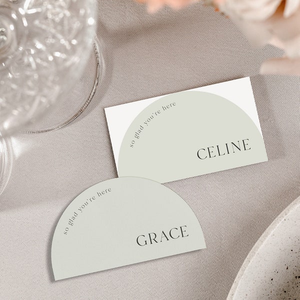 Sage Green Wedding Place Cards Template, Arch Place Card Template, Instant Download