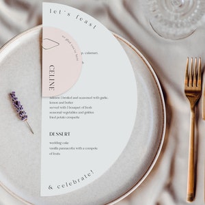 Let's feast Half Moon Menu Template & Arch Place Card Template Set, Half Circle Menu, Arch Wedding Menu, Instant Download