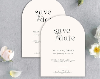 Arch Save the Date Cards Template, Save the Dates, Instant Download