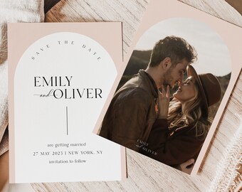 Boho Photo Save the Date Template (Instant Download)