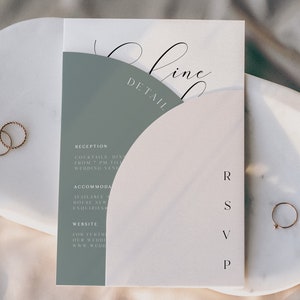 Modèle minimaliste de faire-part de mariage en demi-arche, modèles de toile, carte de détails, carte Rsvp, téléchargement immédiat