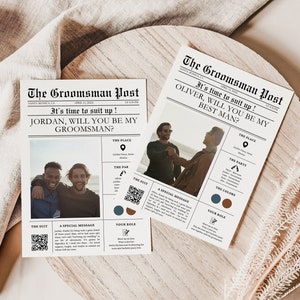 Modèle de proposition de garçon d'honneur de journal, proposition du meilleur homme Canva, modèle de carte d'informations de garçon d'honneur, TÉLÉCHARGEMENT IMMÉDIAT