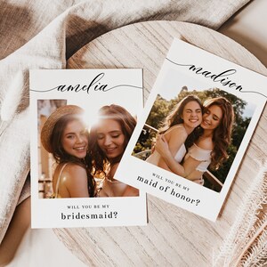 Cartão de proposta de dama de honra com foto elegante, proposta de dama de honra, DOWNLOAD INSTANTÂNEO