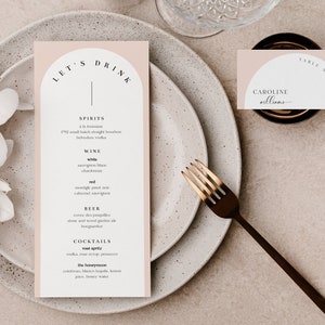 Bogen Hochzeitsmenu, Hochzeitskarte und Getränkekarte, Hochzeitskarte, Hochzeitskarte, verschiedene Grössen, Instant Download, #EMILY