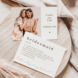 Boho Bridesmaid Card, Bridesmaid Proposal With Definition, Will You Be My Bridesmaid, INSTANT DOWNLOAD