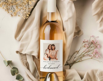 Boho Bridesmaid Wine Label Template, Canva Will You Be My Bridesmaid Label, Custom Bridesmaid And Maid Of Honor Wine Label, INSTANT DOWNLOAD