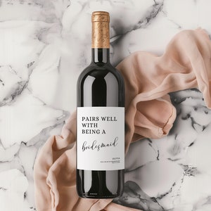 Canva Pairs Well With Being A Bridesmaid Wine Label Template, Bridesmaid Label, Custom Bridesmaid Wine Label, INSTANT DOWNLOAD