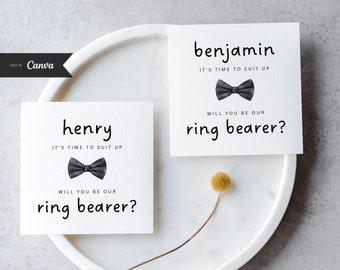 Canva Square Ring Bearer Proposal Card Template, Playful Will You Be Our Ring Bearer Proposal, INSTANT DOWNLOAD