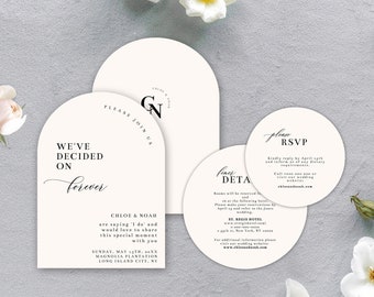 Arch Wedding Invitation Suite Template, We've Decided on Forever, Circle RSVP, Circle Details, Instant Download, #CHLOE