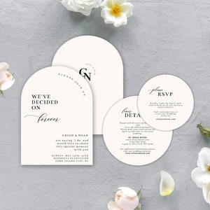 Arch Wedding Invitation Suite Template, We've Decided on Forever, Circle RSVP, Circle Details, Instant Download, #CHLOE