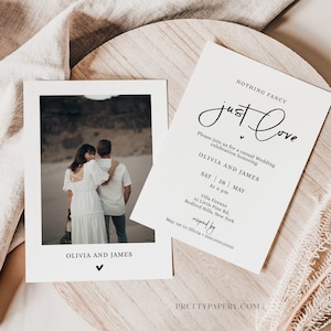 Nothing Fancy Just Love Wedding Invitation, Casual Wedding Invites, Modern Invitation Canva Template, Instant Download