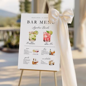 Canva Hochzeit Bar Schild Vorlage, Signature Getränkekarte Schild, Seine und Ihre Getränke, Cocktail Hochzeit Bar Menü, Sofort Download