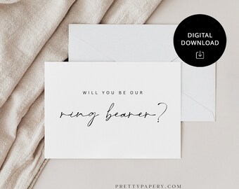 Bear Digital Download Ring Bearer Proposal Card, Will You Be Our Ring ...
