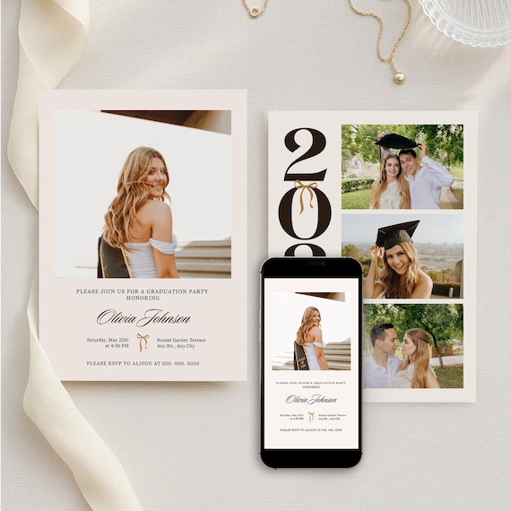 Minimalist Graduation Invite Set 2026 Double Sided + Thank You Card (canva Template, INSTANT DOWNLOAD) - Etsy Minimalist Graduation Invite Set 2026 Double Sided + Thank You Card (canva Template, INSTANT DOWNLOAD) - Etsy