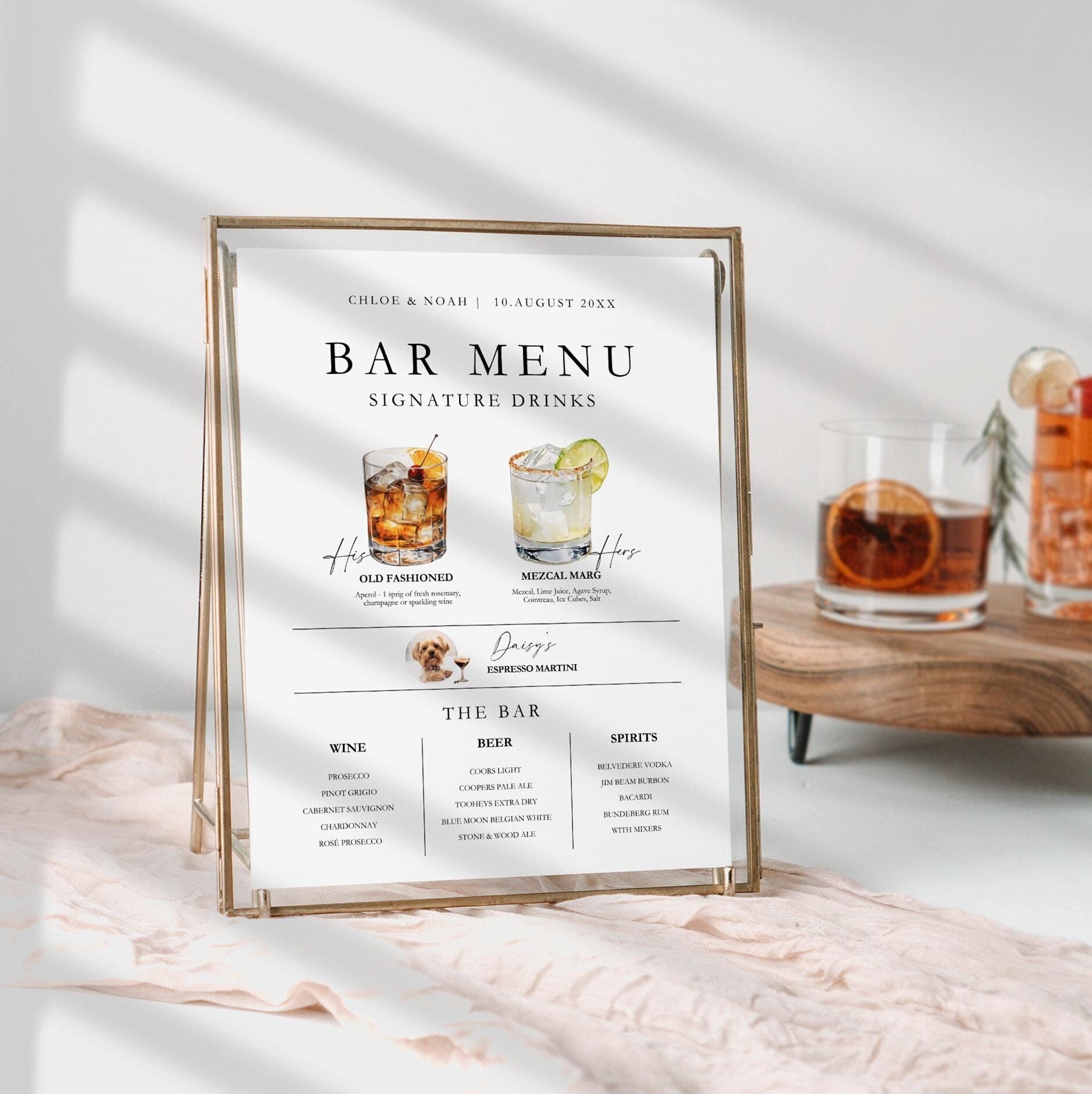 Signature Drinks Bar Menu Sign: Modern Canva Template (instant Download ...
