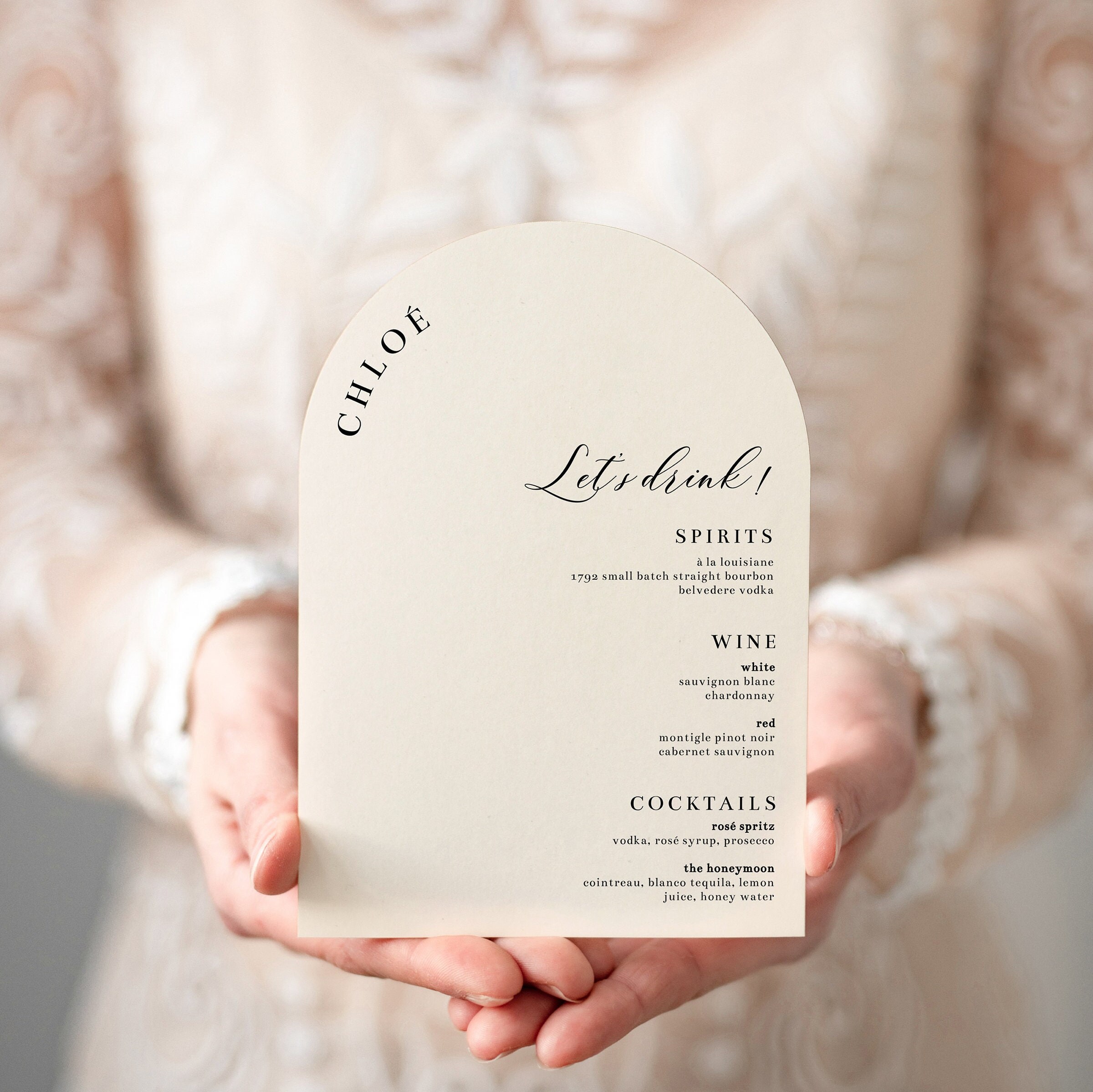 Arch Wedding Menu Template, Modern Minimalist Design (canva, Instant ...