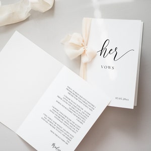 Minimalistische Hochzeit Gelübde Karten Vorlage, Canva Hochzeit Gelübde Bücher, 2er-Set, Seine und Ihre Gelübde, SOFORTIGER DOWNLOAD
