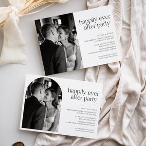 Canva Happily Ever After Party Invite, Photo Reception Party Invitation Template, Instant Download