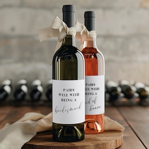 Minimal Pairs Well With Being A Bridesmaid Wine Label Template, Canva Bridesmaid Label, Custom Bridesmaid Wine Label, INSTANT DOWNLOAD