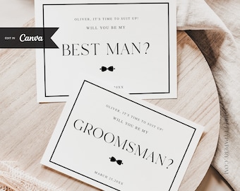Canva Groomsmen Proposal Card Template, Best Man Proposal, INSTANT DOWNLOAD