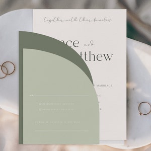 Sage Green Half Arch Wedding Invitation Set Template, Details Card, Rsvp Card, Instant Download image 5