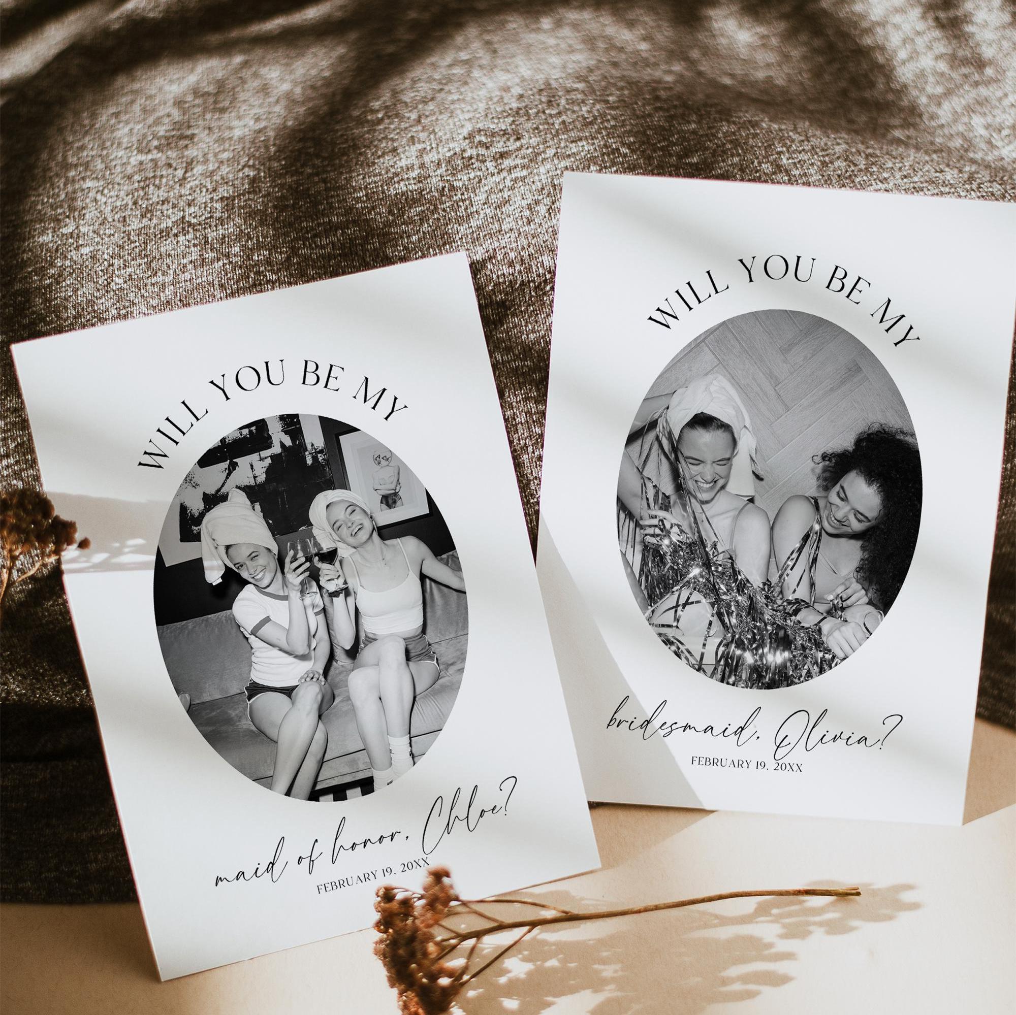 Will You be My Bridesmaid Proposal Card, Photo Maid Of Honor Proposal Template, Printable, INSTANT DOWNLOAD