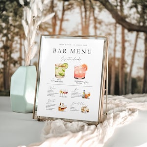 Wedding Bar Menu Sign Template, Signature Drinks (Canva Template, Instant Download) image 10