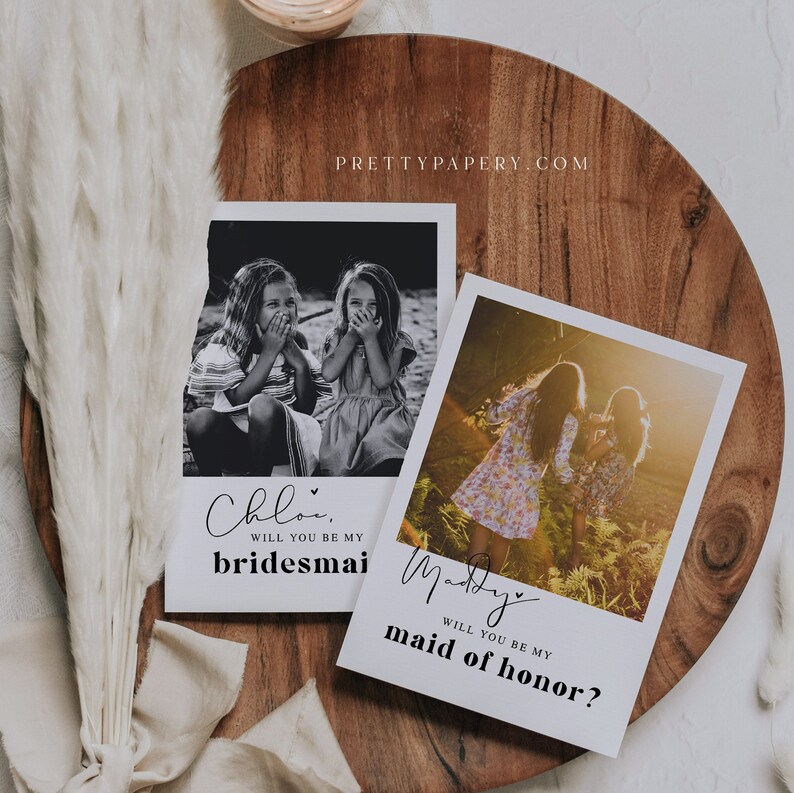 Polaroid Bridesmaid Proposal Card Template, Canva Photo Bridesmaid Proposal, Will You Be My Bridesmaid, INSTANT DOWNLOAD zdjęcie 7