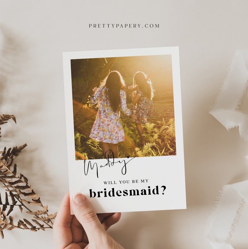 Polaroid Bridesmaid Proposal Card Template, Canva Photo Bridesmaid Proposal, Will You Be My Bridesmaid, INSTANT DOWNLOAD zdjęcie 4