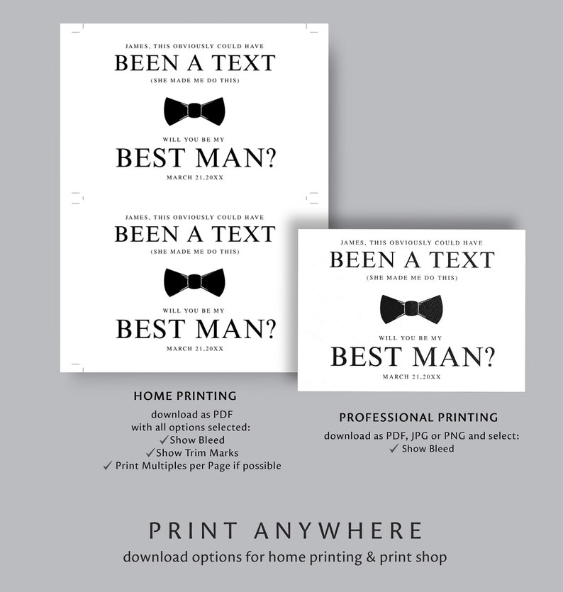 Funny Best Man Proposal Card Template Groomsmen Proposal Etsy