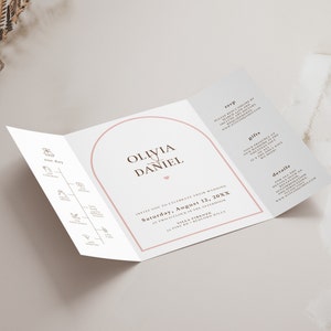 Bogen-Gatefold-Hochzeitseinladungsvorlage, Canva-Foto-Gatefold-Gatefold-Einladung mit Symbolen, SOFORTIGER DOWNLOAD Bild 3