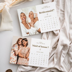 Calendrier de proposition de demoiselle d'honneur, serez-vous ma demoiselle d'honneur, modèle de toile imprimable, téléchargement immédiat
