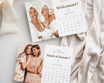 Bridesmaid Proposal Calendar, Will You Be My Bridesmaid, Canva Template Printable, INSTANT DOWNLOAD