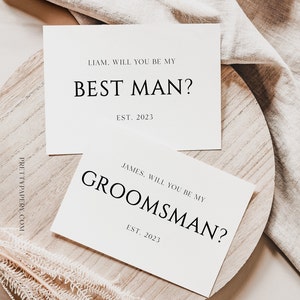 Minimal Groomsmen Proposal Card Template, Best Man Proposal, INSTANT DOWNLOAD