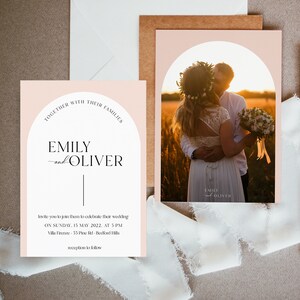Boho Wedding Invite, Arch Photo Wedding Invitation Template, Instant Download, #EMILY
