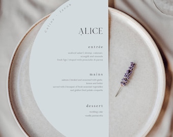 Modern Boho Half Moon Menu Template & Place Card Template Set, Half Circle Menu, Arch Wedding Menu, Instant Download