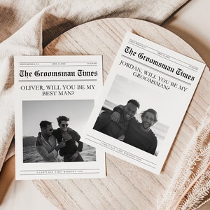 Modèle de journal pour proposition de garçon d'honneur recto-verso, proposition de journal personnalisée, proposition du meilleur homme Canva, TÉLÉCHARGEMENT IMMÉDIAT