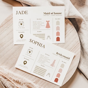Boho Bridesmaid Info Card Template, Canva Bridal Party Info Card, Printable Bridesmaid Information Card, INSTANT DOWNLOAD