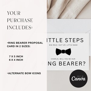 Cute Ring Bearer Proposal Card Template, Canva Template, Little Steps Big Role, Will You Be Our ...